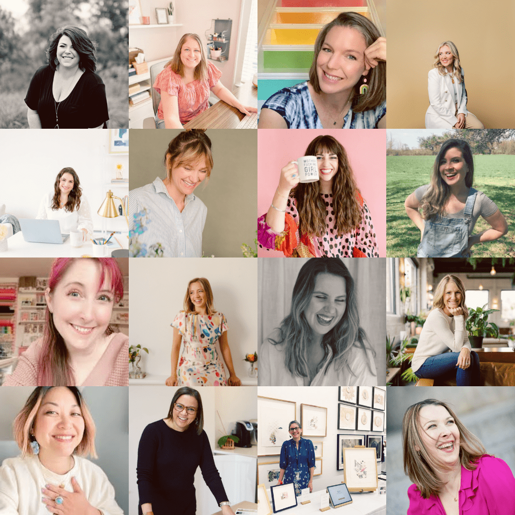 real creative business owners and coaching club members in grid design